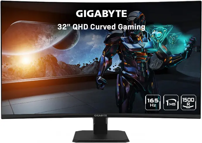 GIGABYTE GS32QC 31.5 pulgadas, 165Hz 1440P, VA 1500R, 1 ms, HDR, DP 1.4, 2 HDMI 2.0