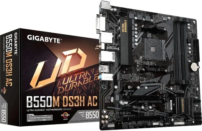 GIGABYTE B550M DS3H AC (AM4 AMD/B550/Micro ATX/Dual M.2/SATA 6Gb/s/USB 3.2 Gen 1/PCIe 4.0/HMDI/DVI/DDR4