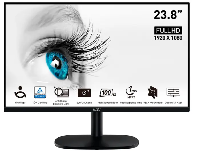 MSI 24", 1920 x 1080 (FHD) IPS, HDR Ready, 100Hz, TUV PRO MP245V