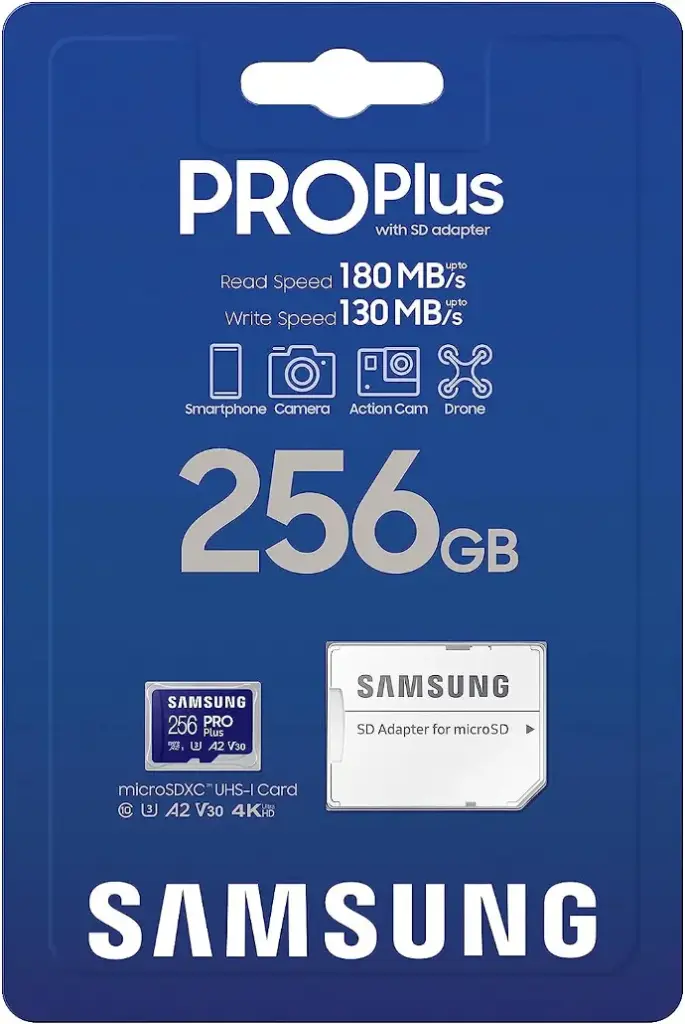 256 GB SAMSUNG MICROSD PRO Plus + ADAPTADOR