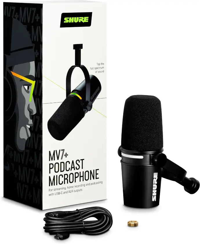 Shure Micrófono dinámico MV7+