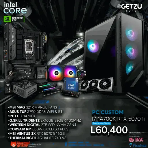 PC GAMING RTX 5070TI 16GB PROCESADOR I7 14700K