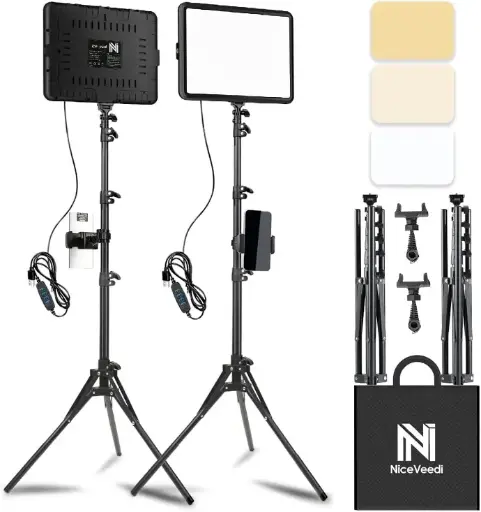 kit de iluminación Paquete de 2 luces LED de video luz NiceVeedi Studio